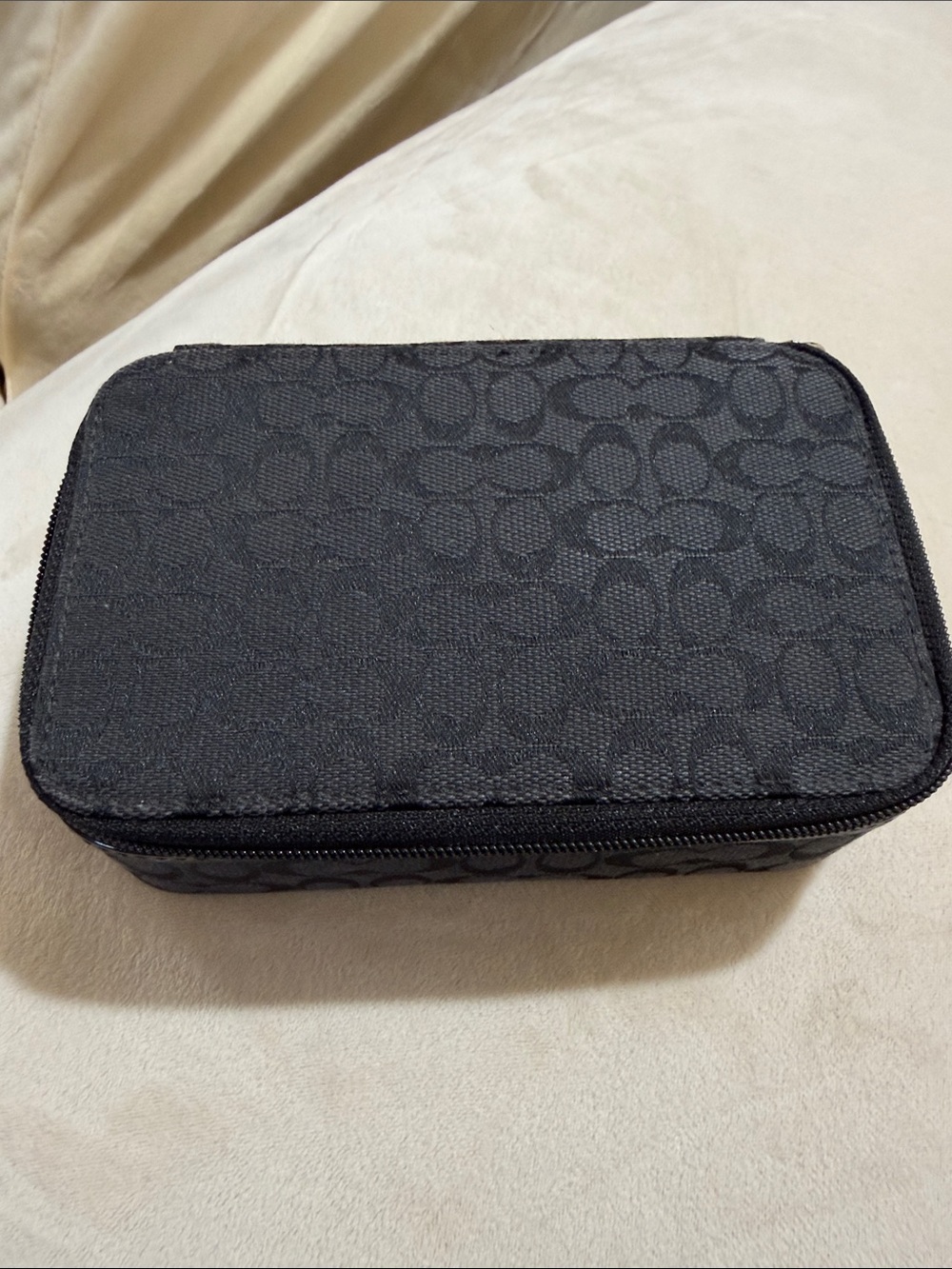 Coach Black Signature Zip Toiletry Pouch